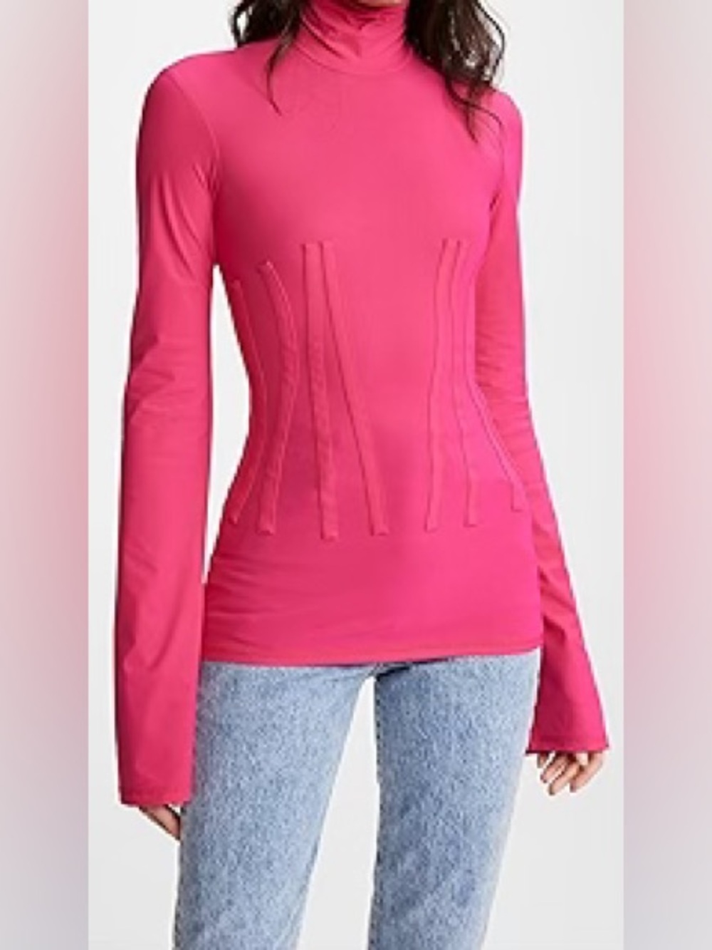 Ellery Fuchsia Pink Helikon Corset Long Sleeve Turtleneck Top US 8 NWT! $555